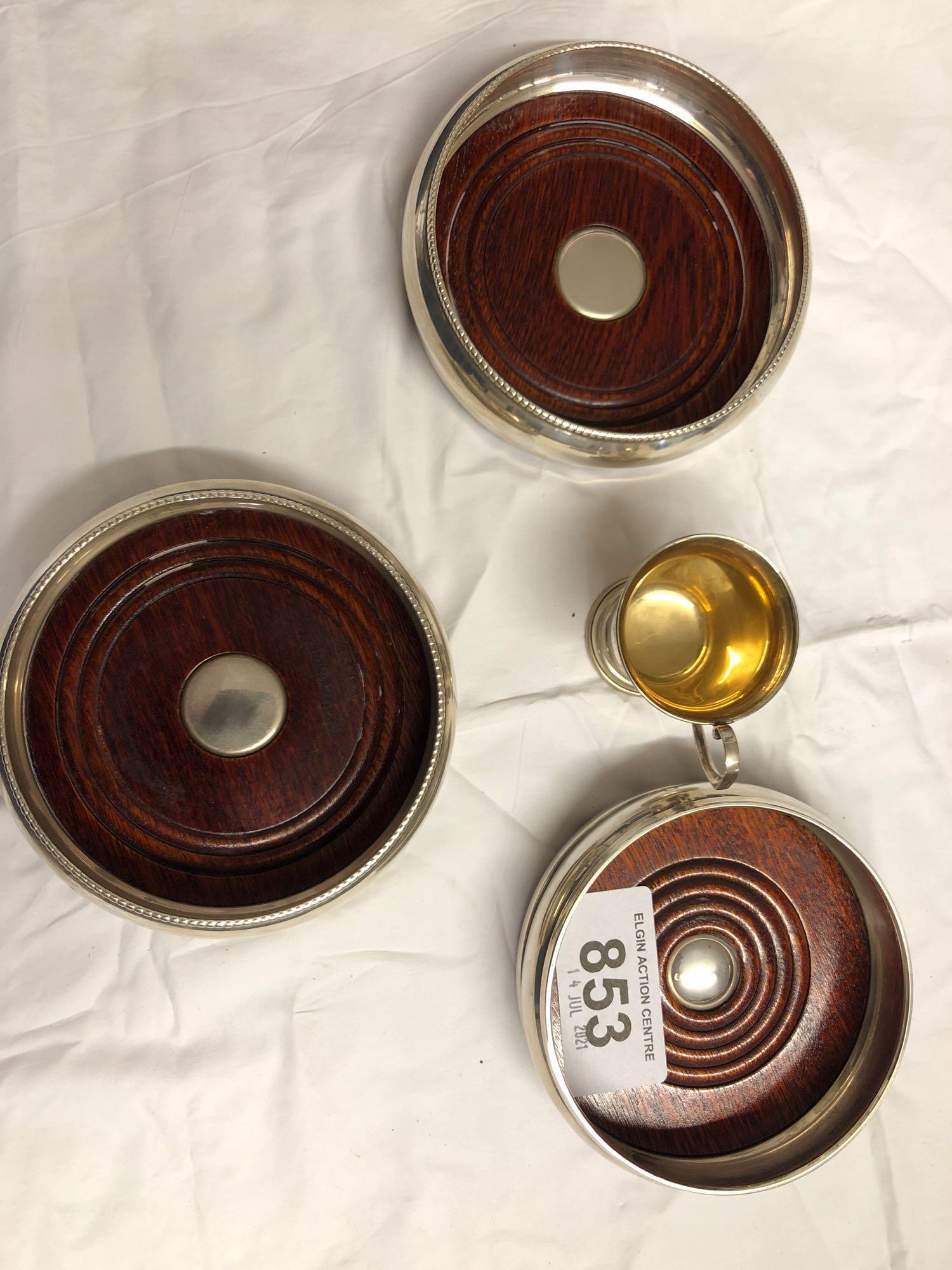 3 SILVER COASTERS & SMALL CUP - Image 5 of 24