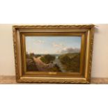 OIL PAINTING NR.THORPE DOVEDALE DERBYSHIRE BY NIEMANN (FRAME AF)