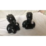 2 WOODEN BUSTS (AF)