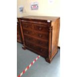 MAHOGANY 2 OVER 3 CHEST DRAWERS (AF)
