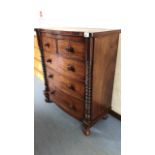 BOW FRONTED 2 OVER 3 CHEST DRAWERS (AF)