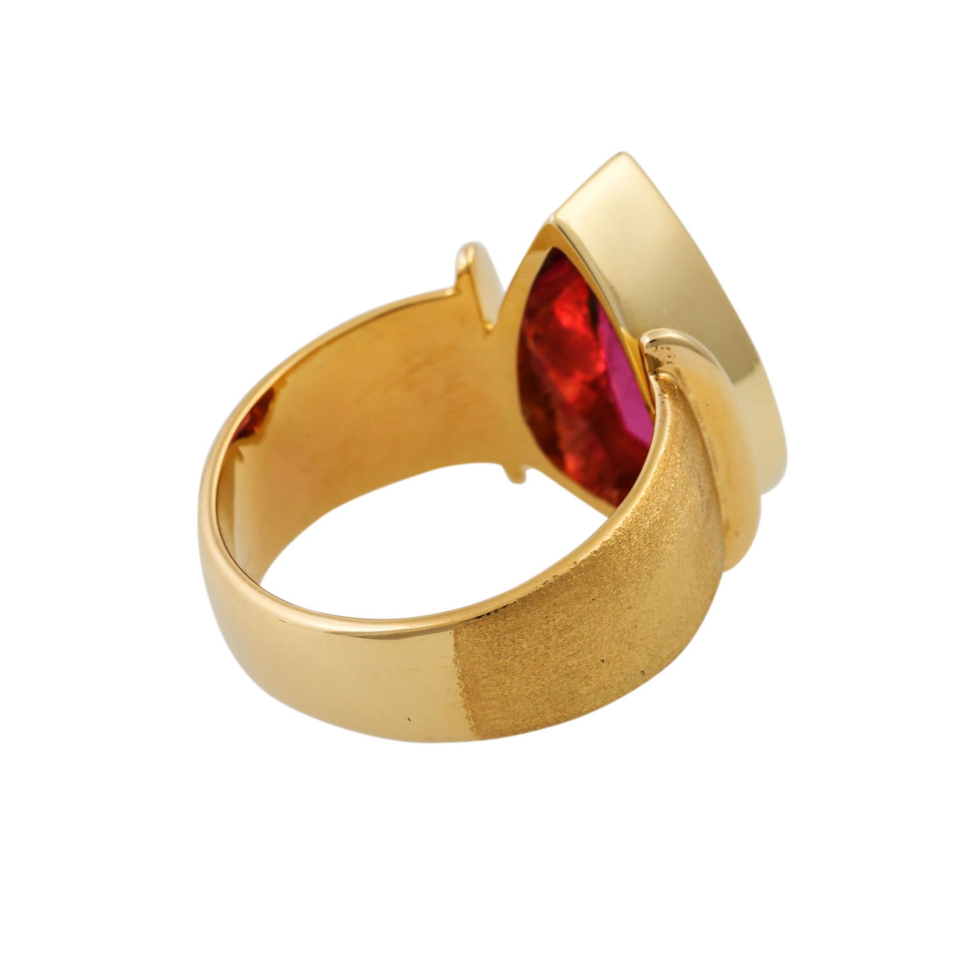 Ring mit pinkfarbenemTurmalintropfen ca. 5,7 ct,gefasst in GG 14K, 13,4 gr, RW. 60, 20 - Image 3 of 5