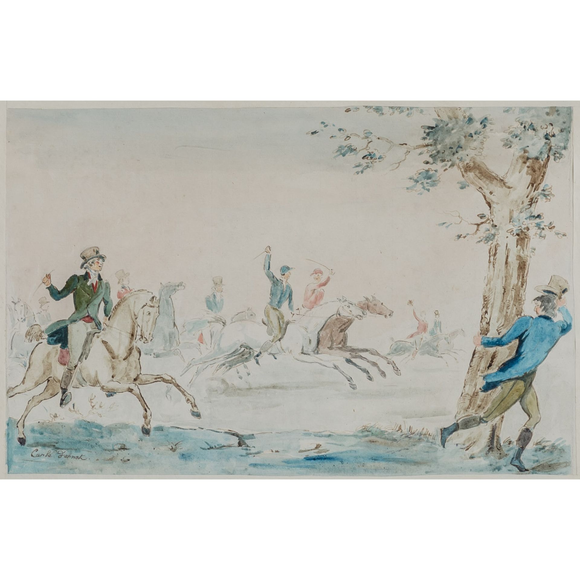 ENGLISCHER Künstler des 19. Jh., "Reiter bei der Jagd",u.li. undeutlich bezeichnet 'C