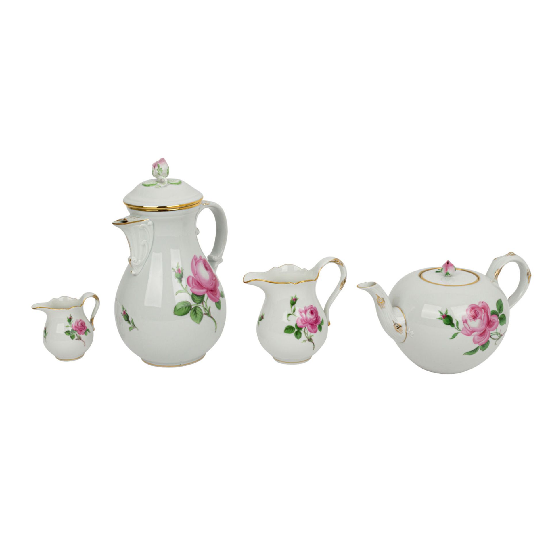 MEISSEN Kaffeeservice f. 6 Personen 'Rote Rose', 2. Wahl, 20. Jhd..6 Kaffeetassen, 8 U - Image 3 of 6