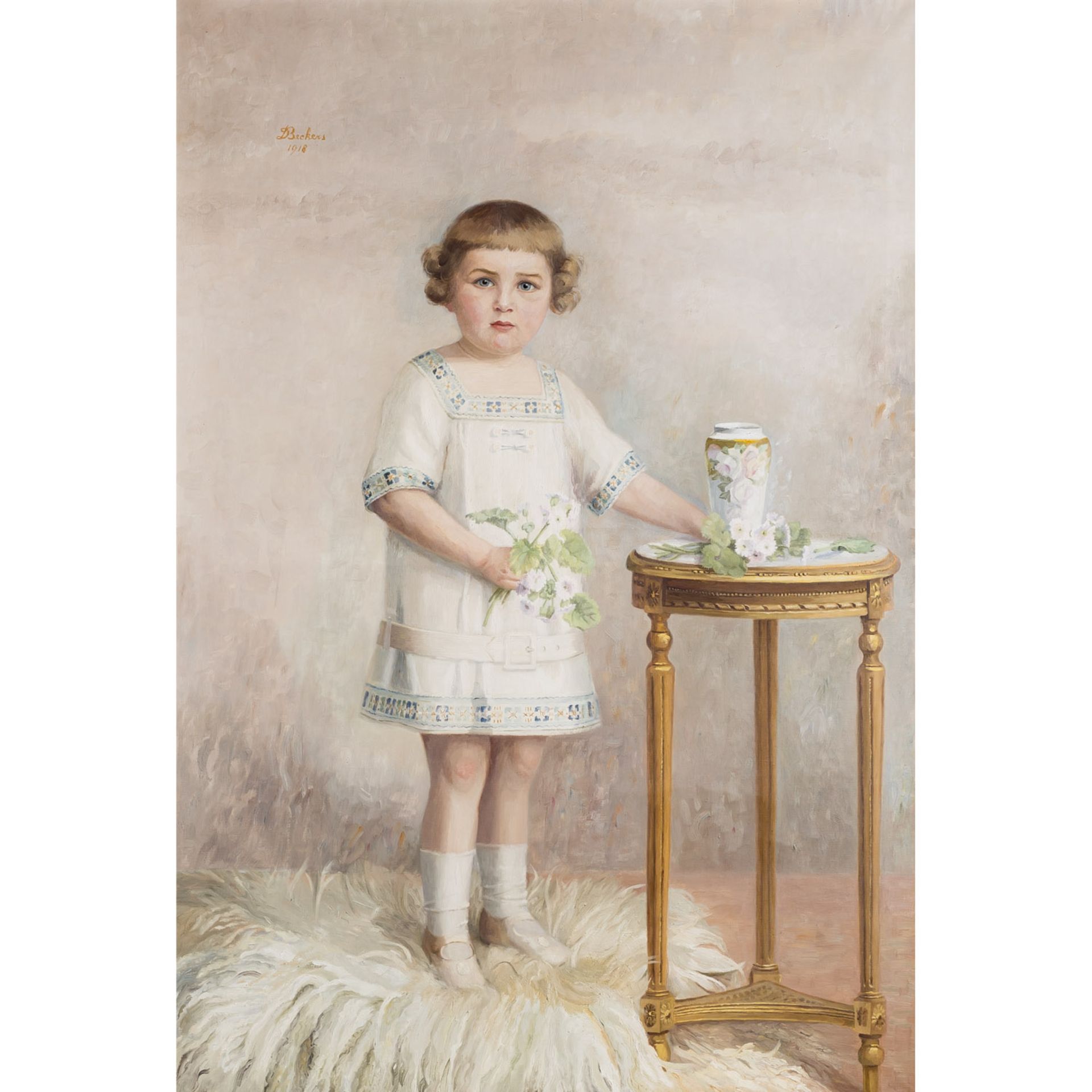 BECKERS, D., "Kinderportrait" 1918Öl auf Leinwand, HxB: 140/95 cm, Rahmen, leichte Al