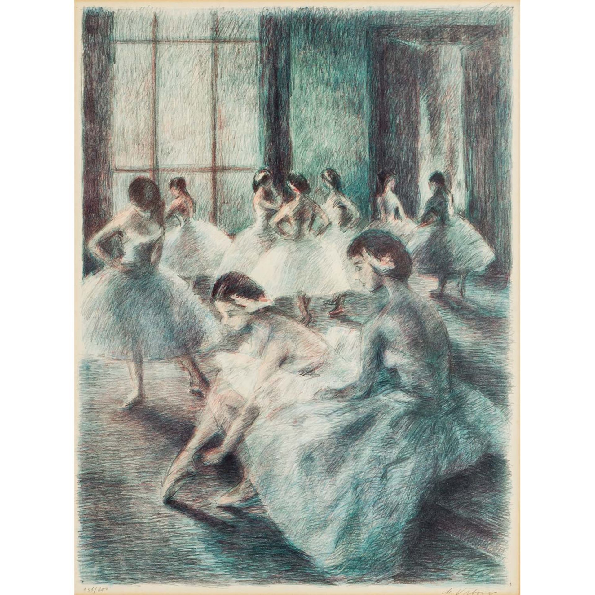 VRBOVA, MARIE (1909-1991) "Ballettszene"Lithografie, Ex. 131/200, sig., HxB: 64/48 cm,