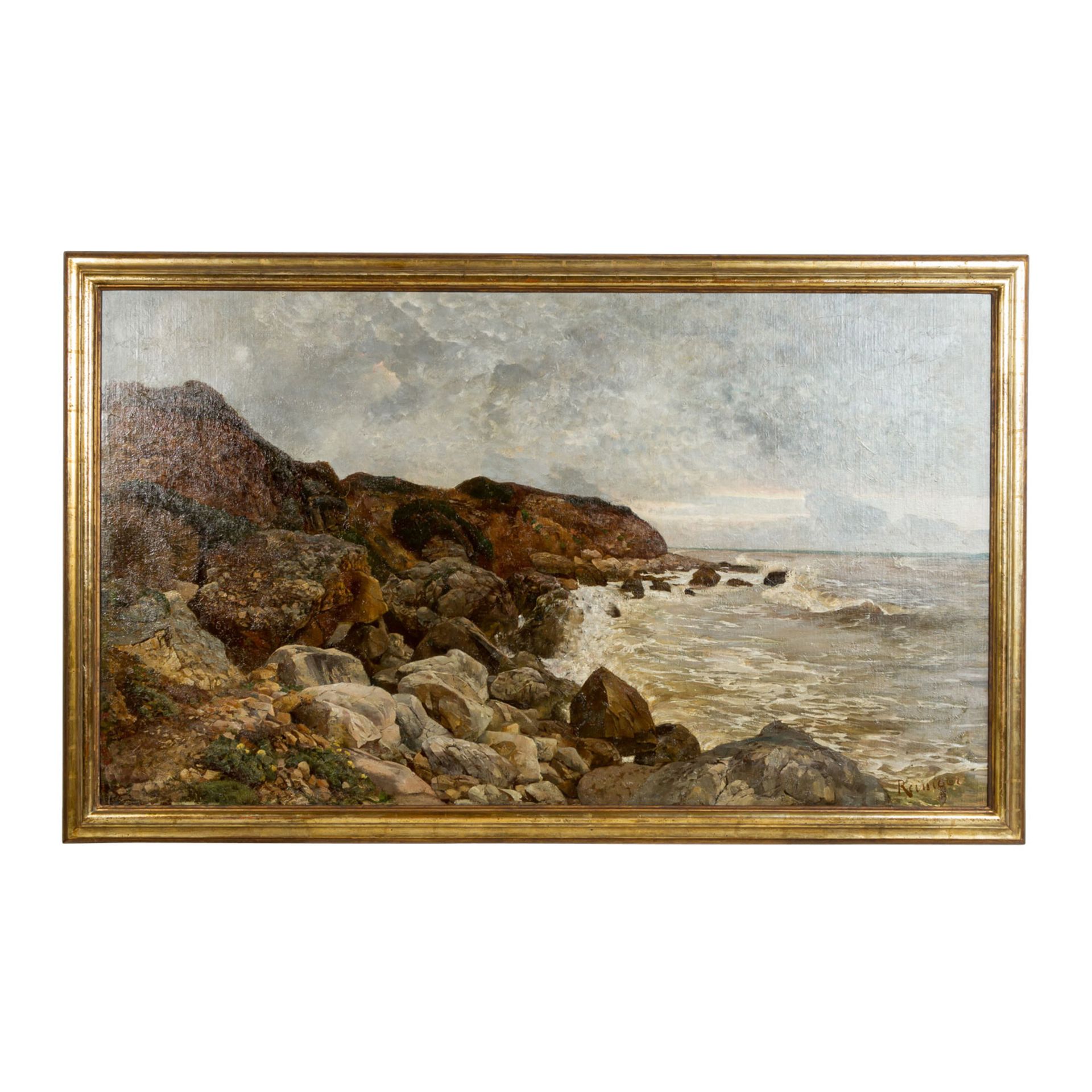 REINIGER, OTTO (Stuttgart 1863-1909 Tachensee b. Korntal), "Felsige Küste",wohl in It - Image 2 of 4