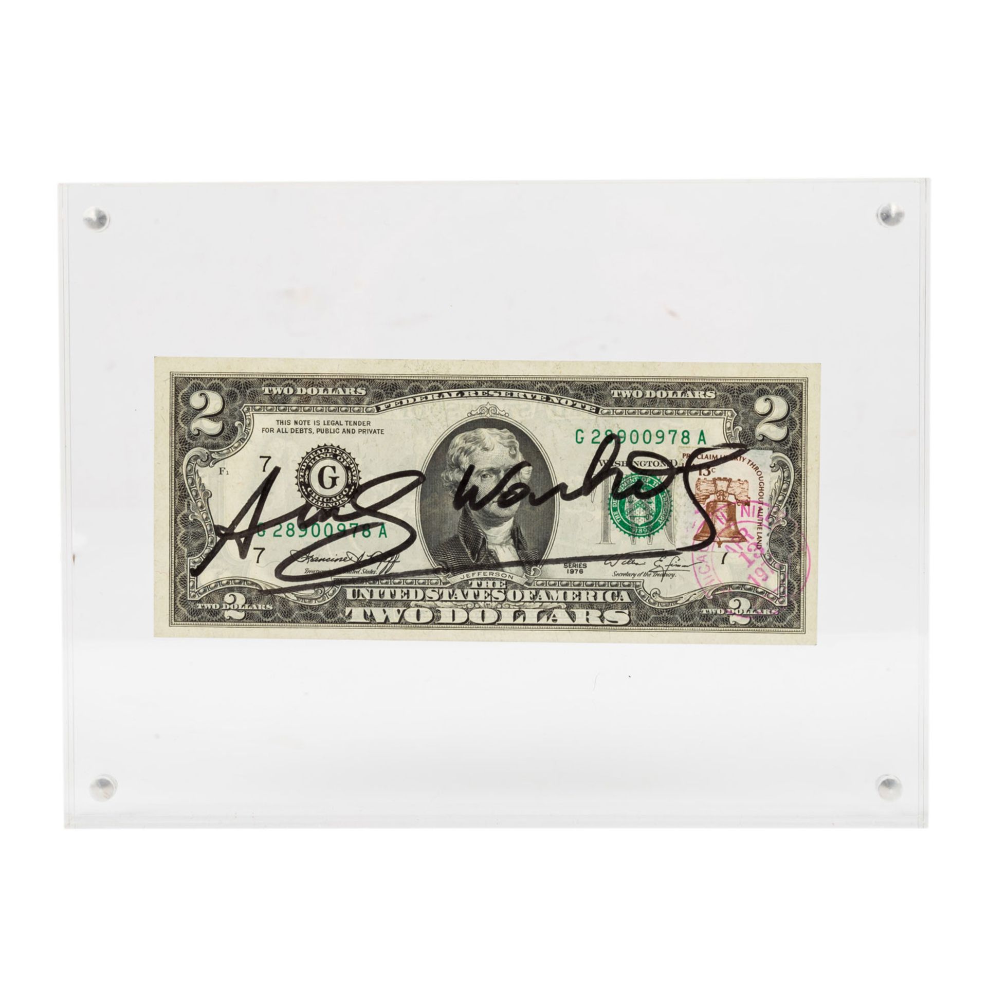 WARHOL, ANDY (1928-1987), "2 Jefferson's Dollars", 1976, als Autograph,Multiple entspr - Image 2 of 3