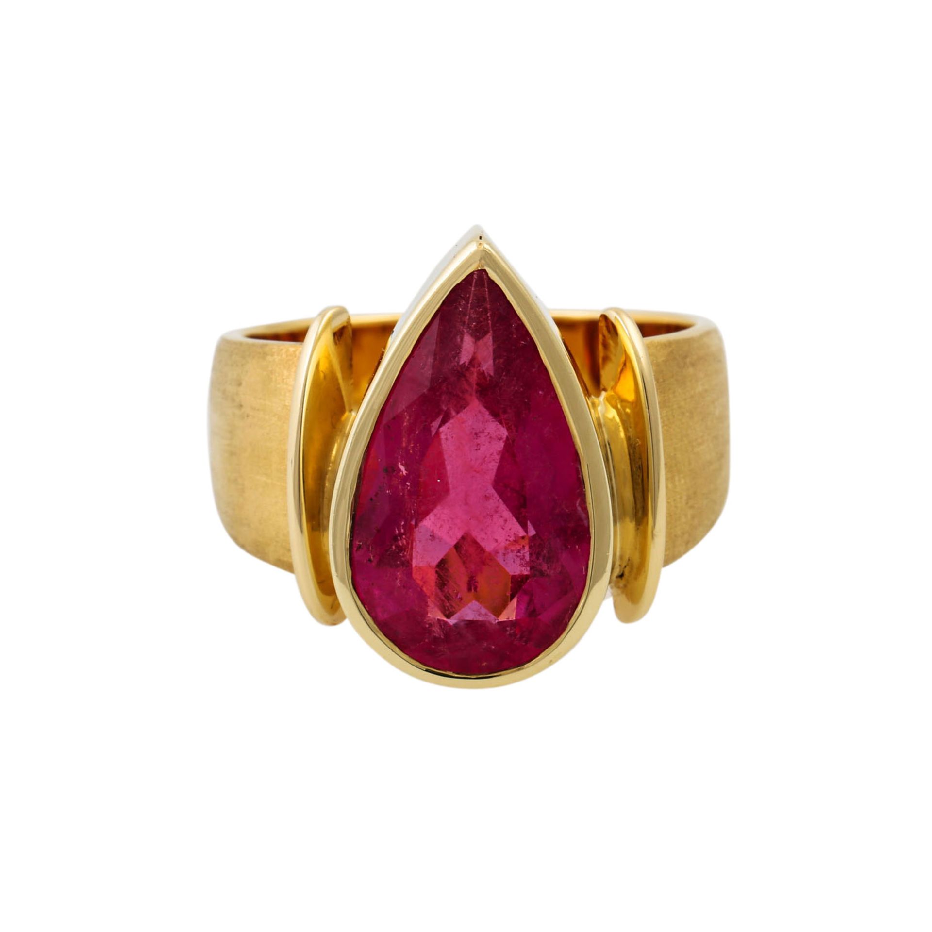 Ring mit pinkfarbenemTurmalintropfen ca. 5,7 ct,gefasst in GG 14K, 13,4 gr, RW. 60, 20 - Image 2 of 5