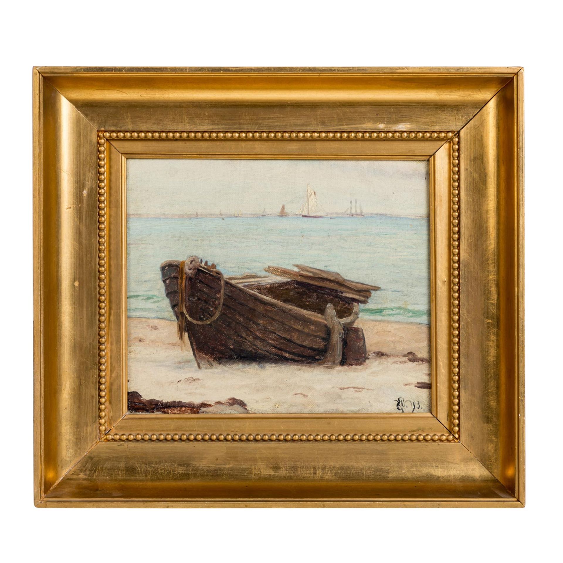 WINNERWALD, EMIL (1859-1934) "Verfallendes Ruderboot auf Strand"Öl auf Leinwand, mono - Image 2 of 4