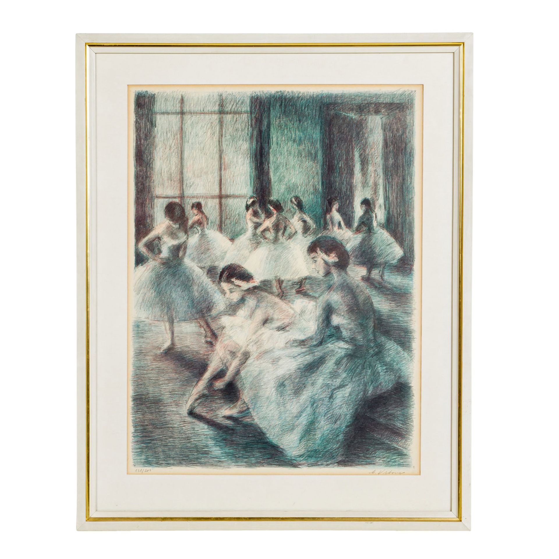 VRBOVA, MARIE (1909-1991) "Ballettszene"Lithografie, Ex. 131/200, sig., HxB: 64/48 cm, - Image 2 of 5