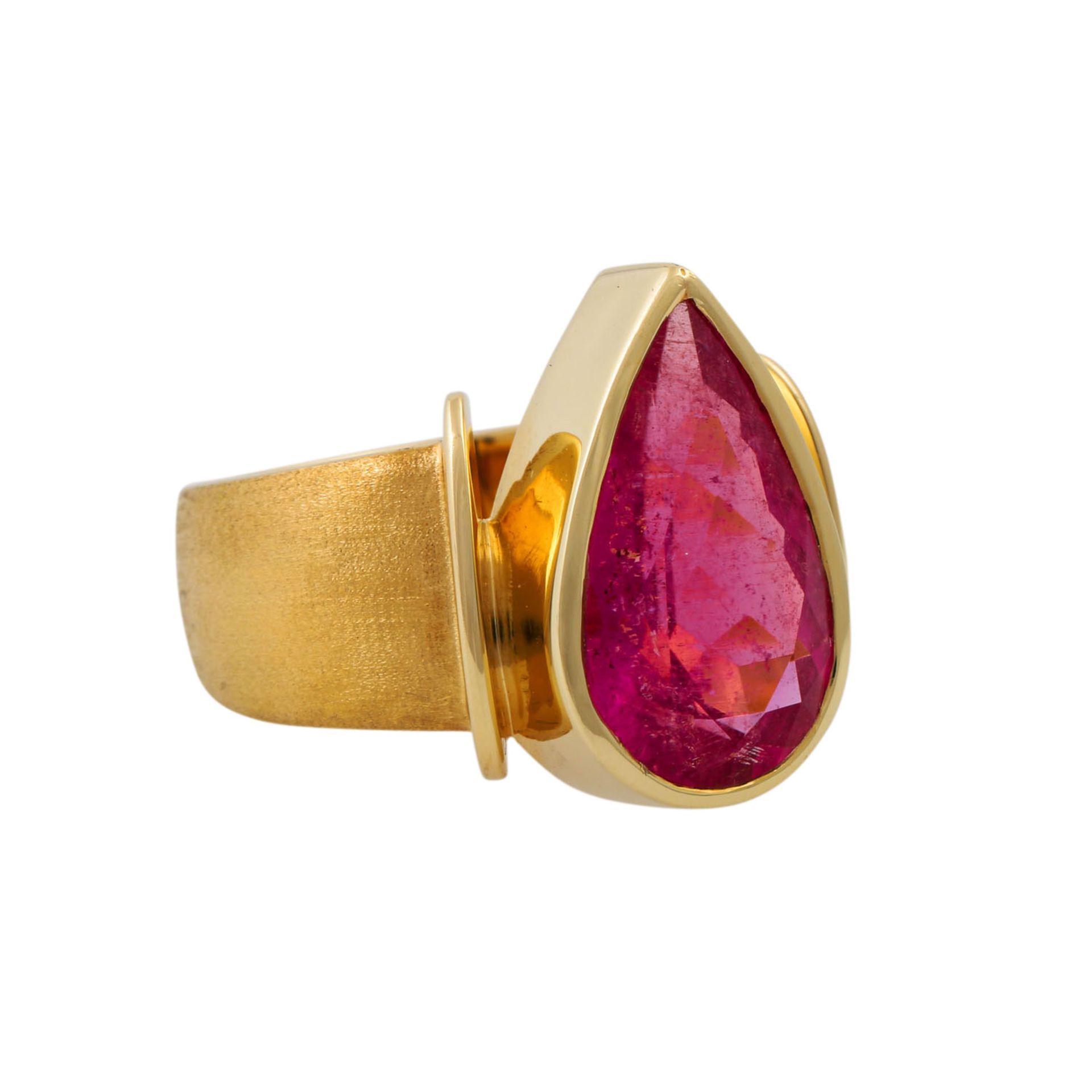 Ring mit pinkfarbenemTurmalintropfen ca. 5,7 ct,gefasst in GG 14K, 13,4 gr, RW. 60, 20