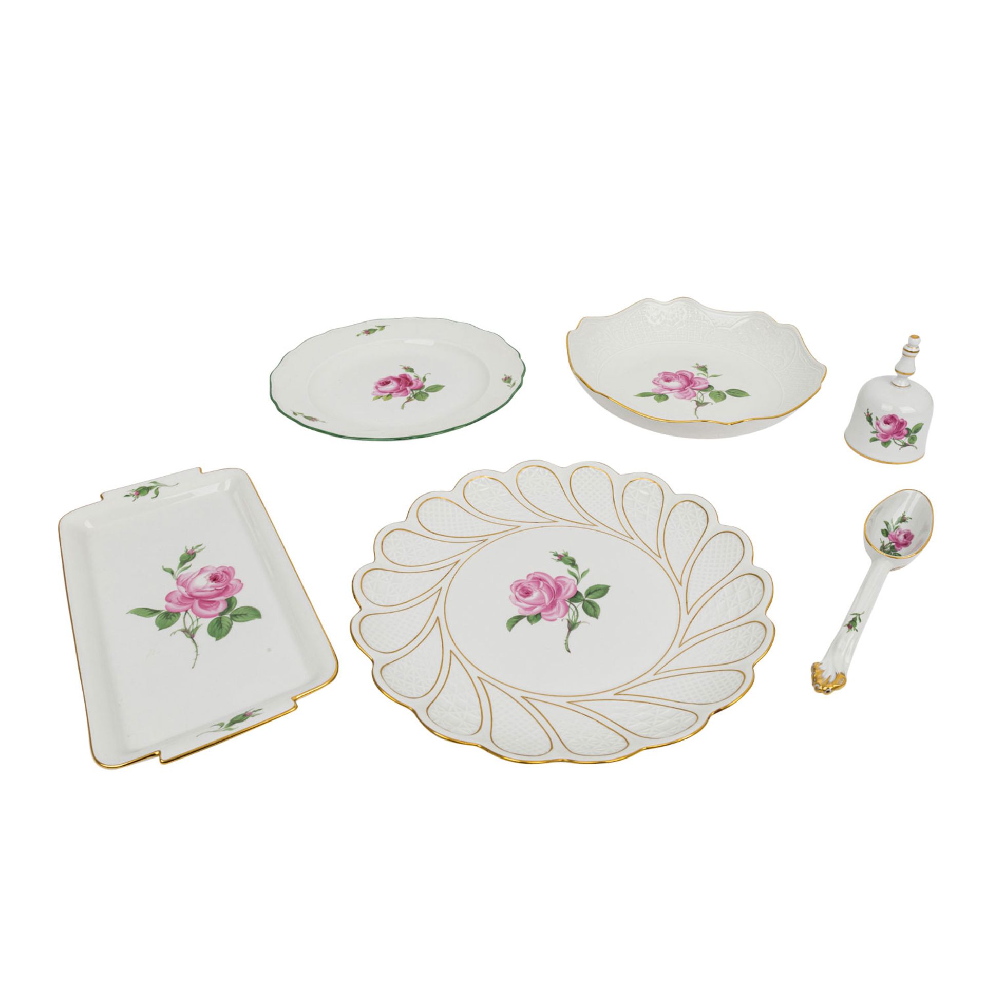 MEISSEN Kaffeeservice f. 6 Personen 'Rote Rose', 2. Wahl, 20. Jhd..6 Kaffeetassen, 8 U - Image 2 of 6