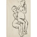KOKOSCHKA, OSKAR (1886-1980), "Sitzendes Paar",u.re. mit Bleistift signiert, Tuschpins
