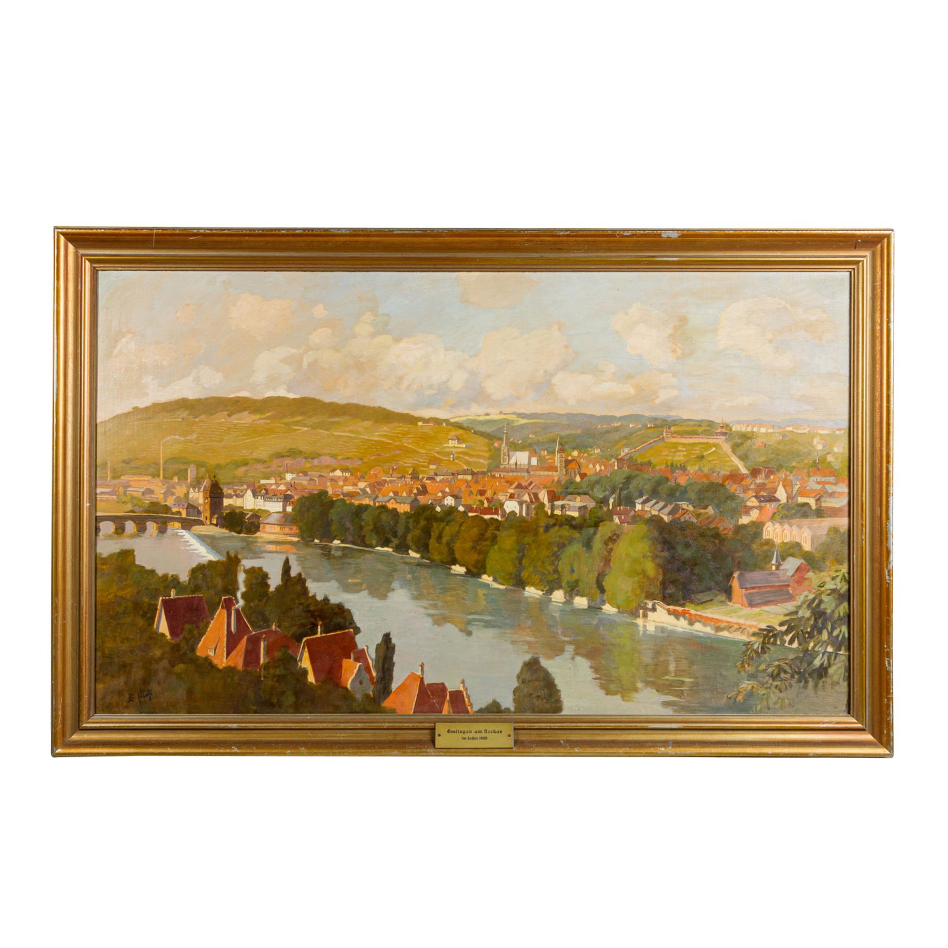 FUCHS, KARL (1872-1968), "Esslingen am Neckar im Jahre 1925",Panoramaansicht, u.li. si - Image 2 of 5