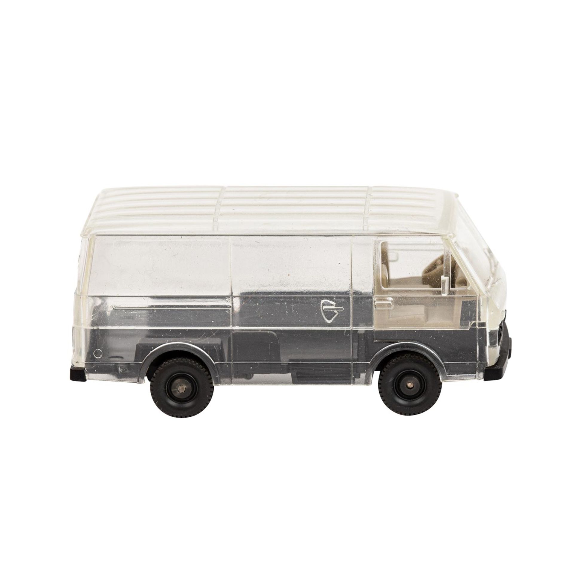 WIKING VW LT Bus, Vorserie um 1979-80,transparente Karosserie, schwarzes Chassis, inte - Bild 4 aus 5