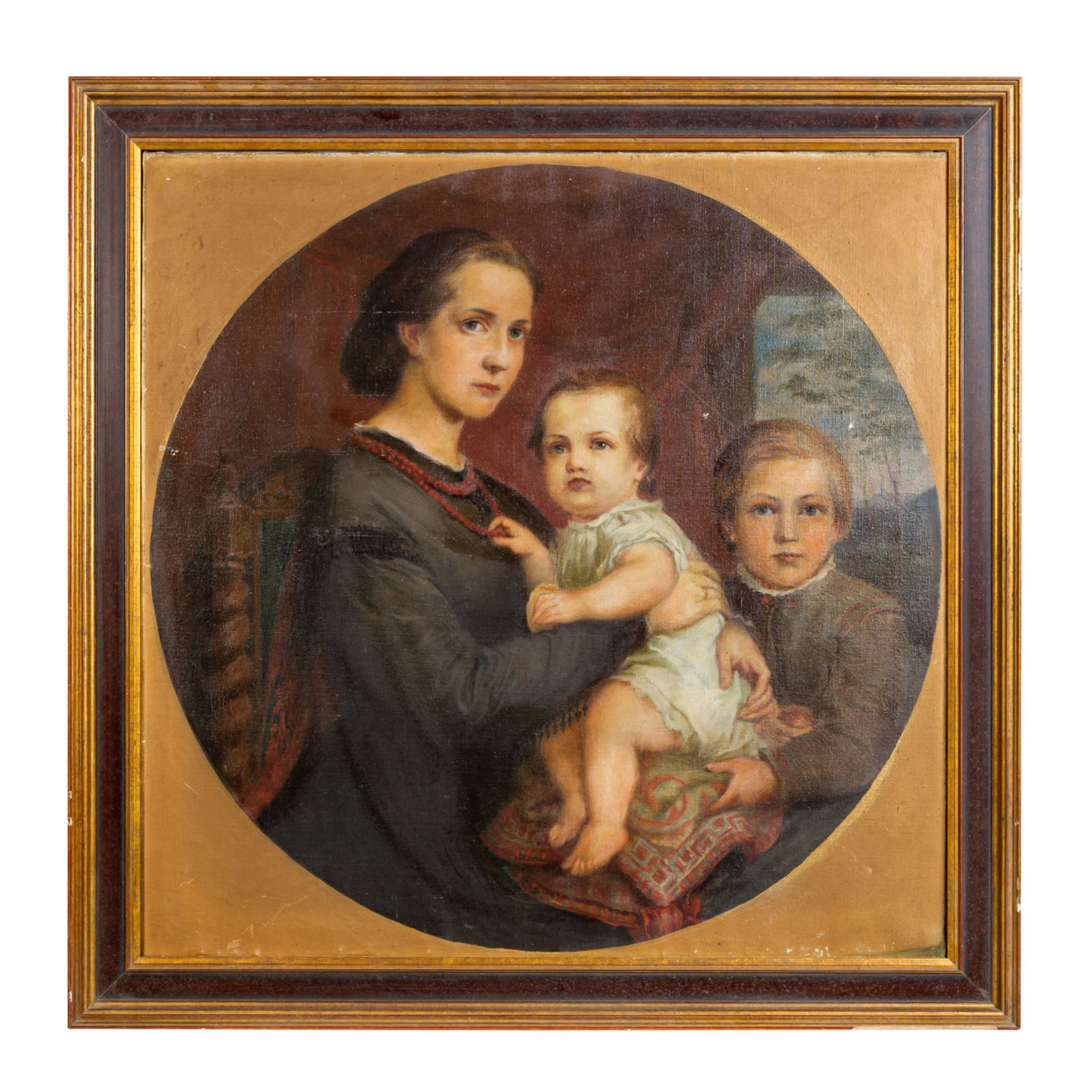 MALER des 19./20. Jh., "Junge Mutter mit zwei Kindern in Historismusinterieur",rechtss - Image 2 of 7