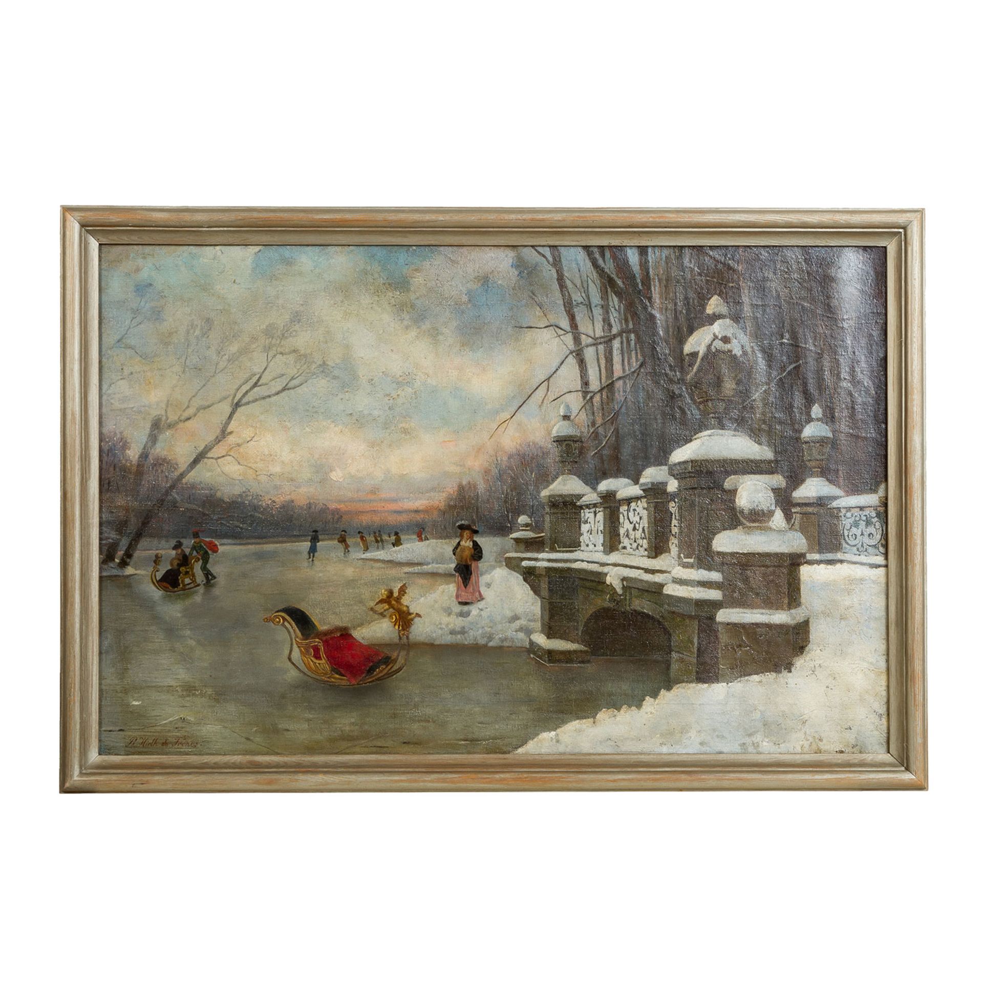 HIRTH DU FRENES, RUDOLF (1846-1916), "Im verschneiten Park zu Schloss Nymphenburg",mit - Image 2 of 4