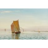 NEUMANN, JOHAN JENS (1860-1940) "Segelschiffe vor der Küste von Helsingor mit dem Schloss Kronb