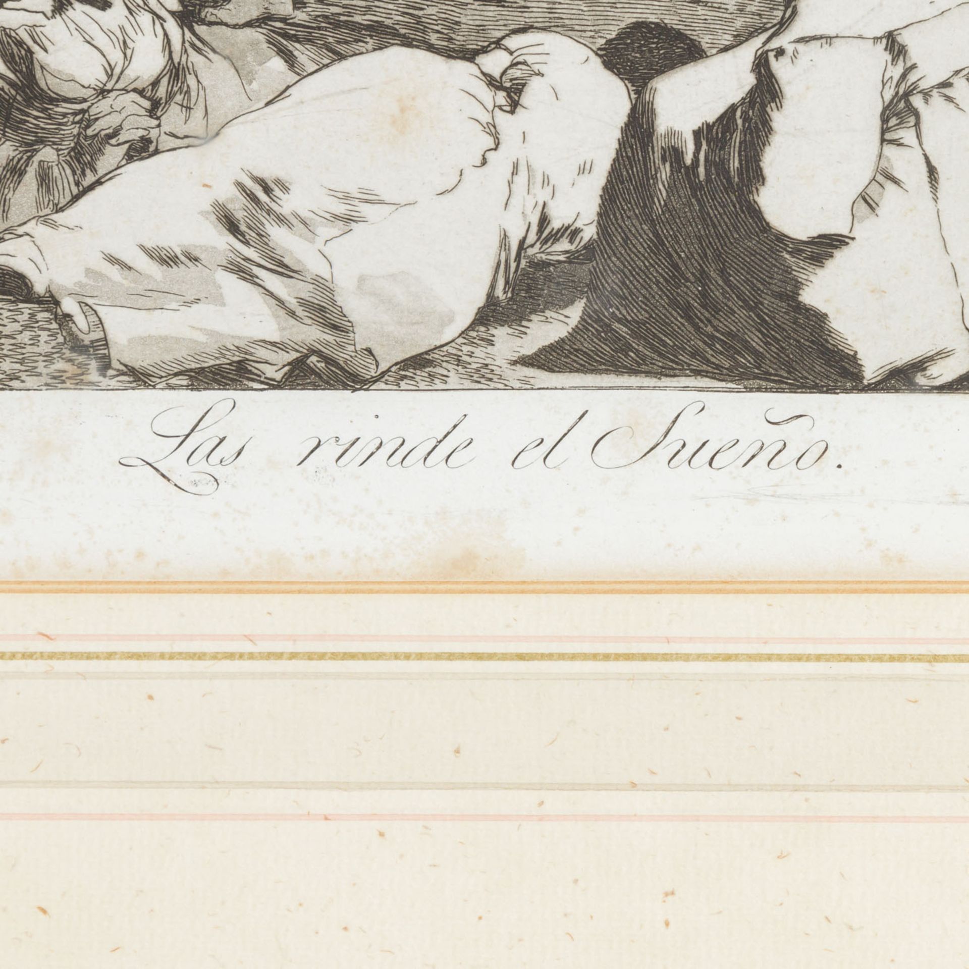 GOYA, FRANCISCO DE (1746-1828), "Las rinde el Sueno",Aquatintaradierung/Papier, Fußti - Image 3 of 4