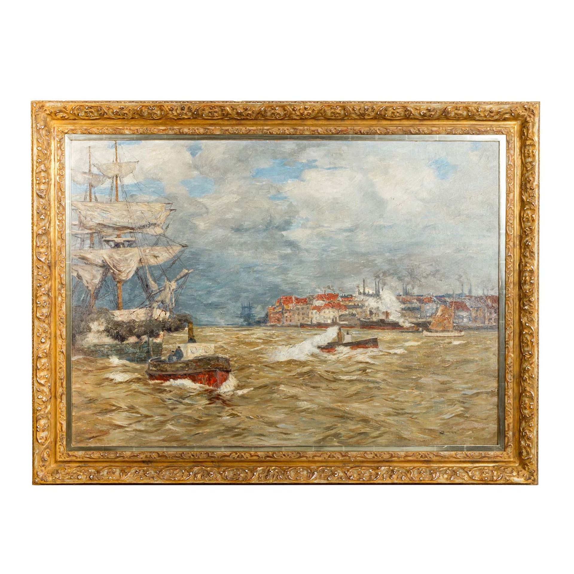DIRKS, ANDREAS (1865-1922) "Hafenszenerie"Öl auf Leinwand, signiert unten rechts, HxB - Image 2 of 5