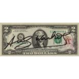 WARHOL, ANDY (1928-1987), "2 Jefferson's Dollars", 1976, als Autograph,Multiple entspr