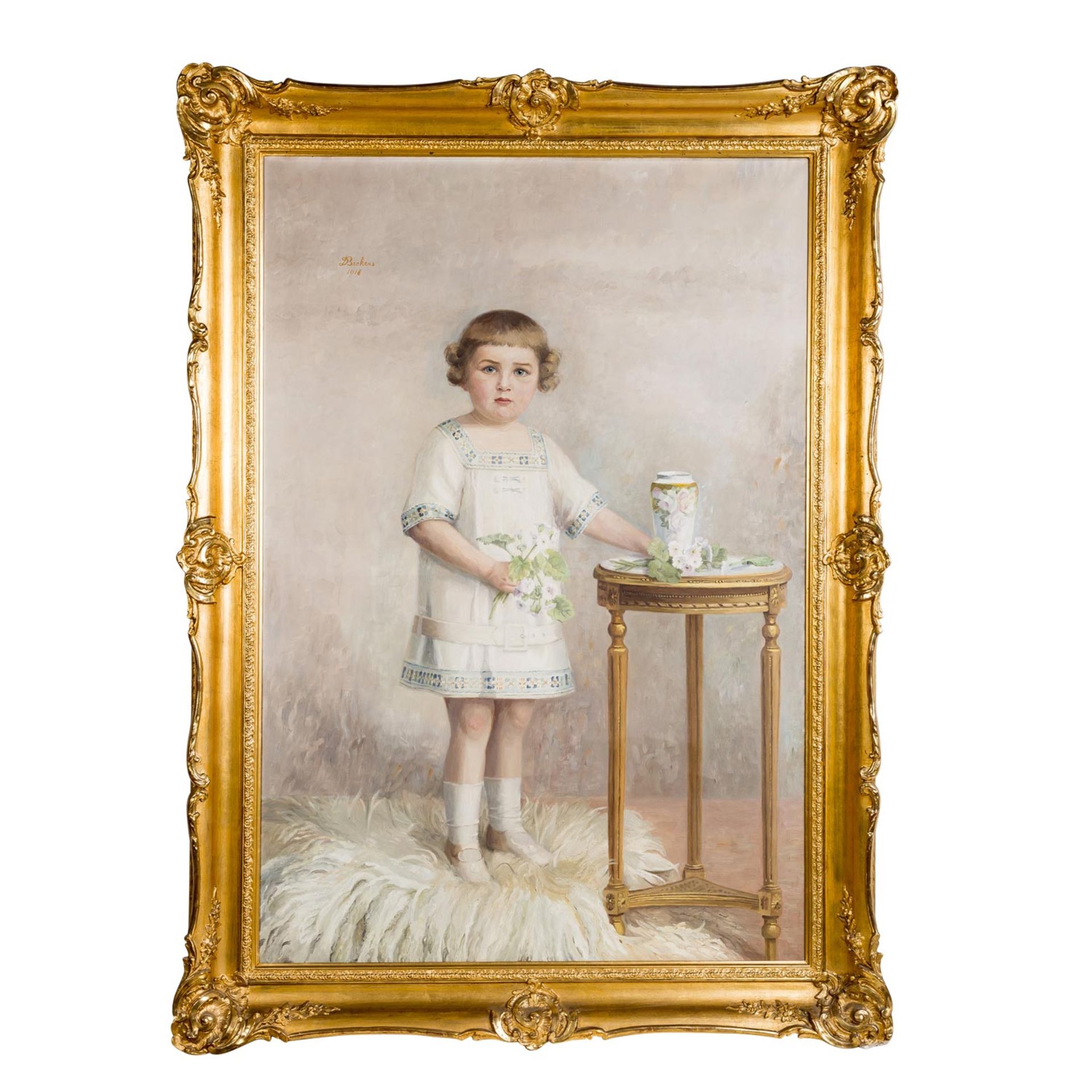 BECKERS, D., "Kinderportrait" 1918Öl auf Leinwand, HxB: 140/95 cm, Rahmen, leichte Al - Image 2 of 5