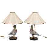 MANGANI "Zwei Lampen"Italien, Porzellanfigur mit Bronzeelementen, Lampenschirm, H: ca.
