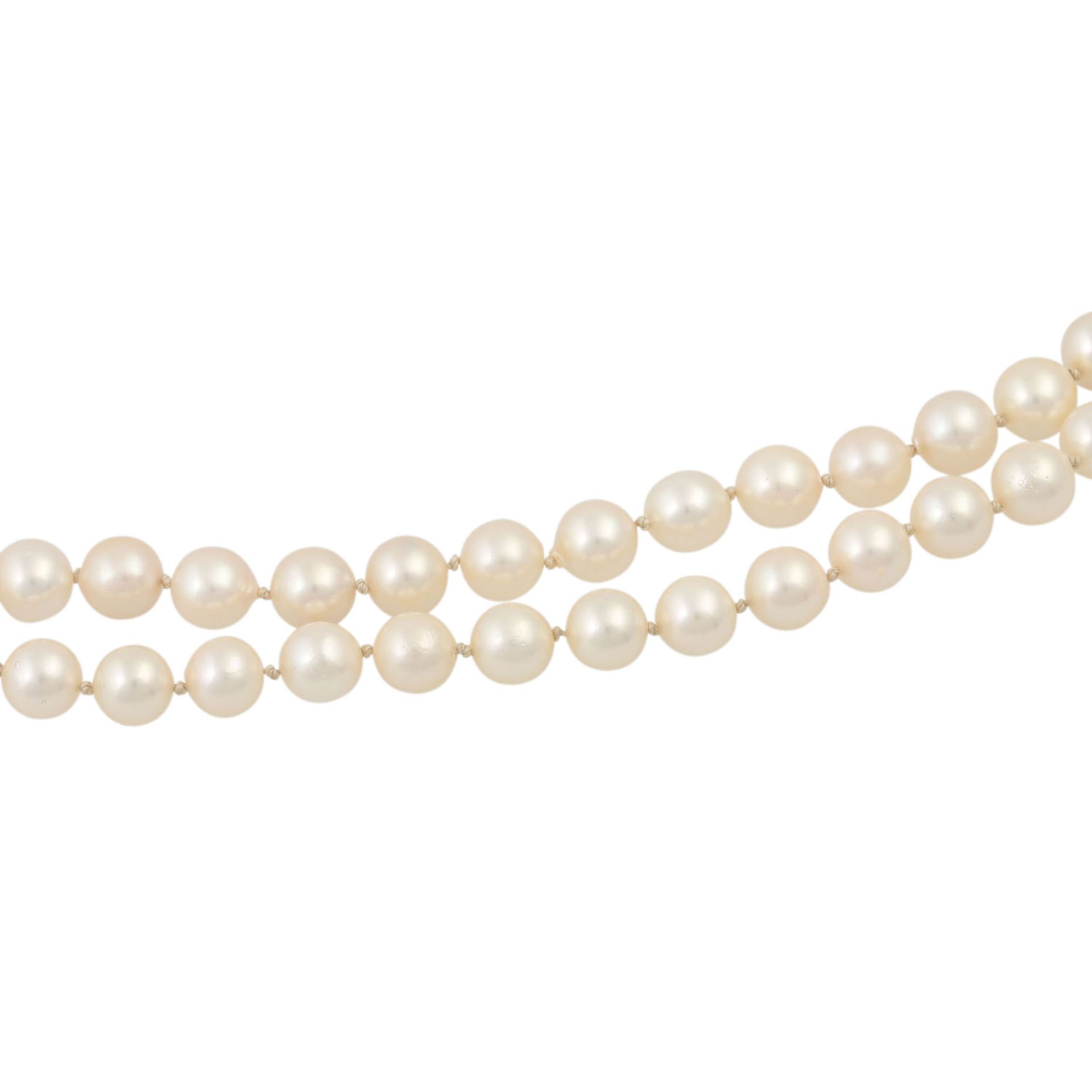 Doppereihige Akoya Perlenkette,Zuchtperlen ca. 7-7,4 mm, guter Lüster, manche leicht - Image 4 of 5