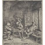 OSTADE, ADRIAEN (1610-1685), "Die Tricktrackspieler",Kupferstich/Bütten, in der Platt