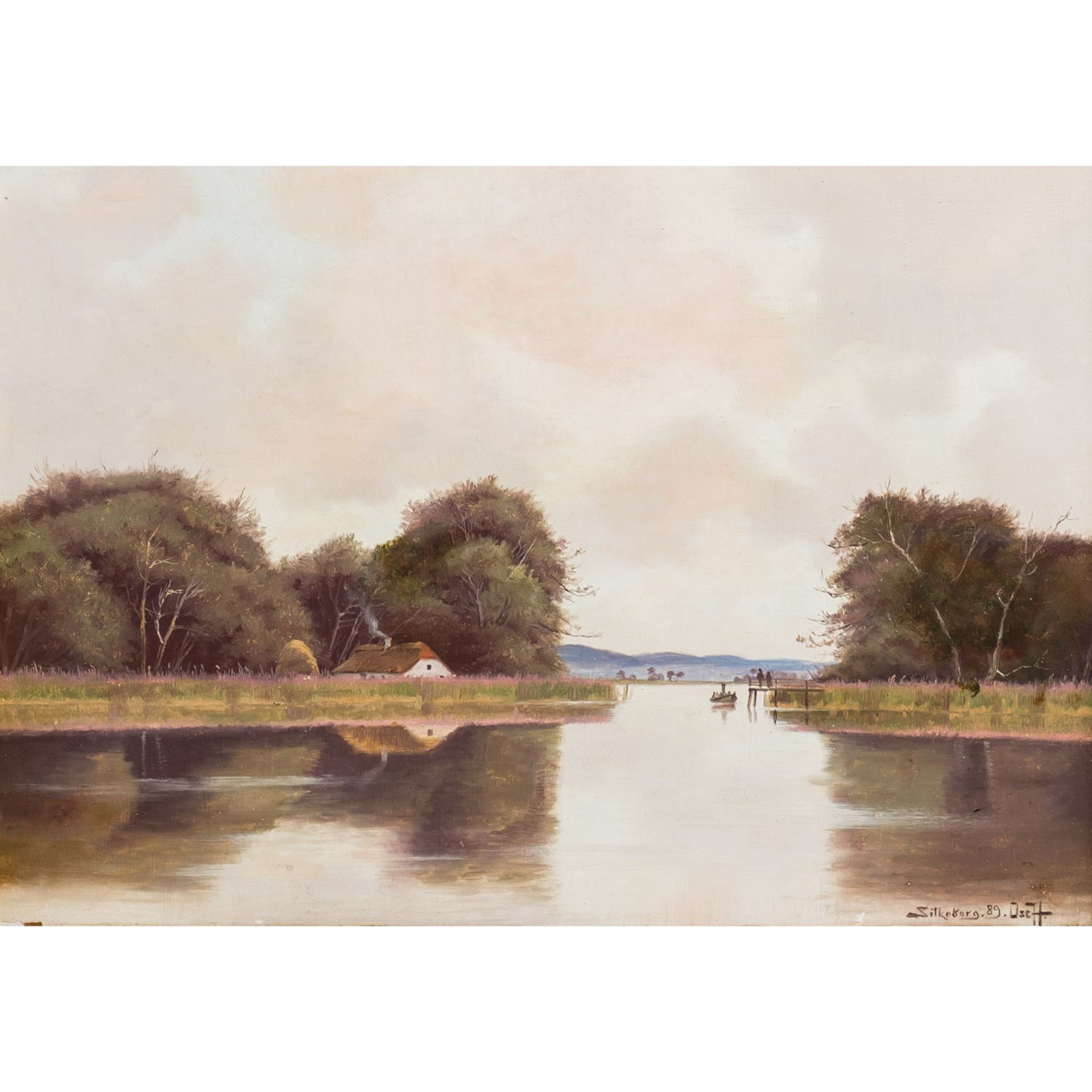 HERSCHEND, OSCAR (1853-1891) "Landschaft bei Silkeborg"Öl auf Leinwand, dat."89", HxB