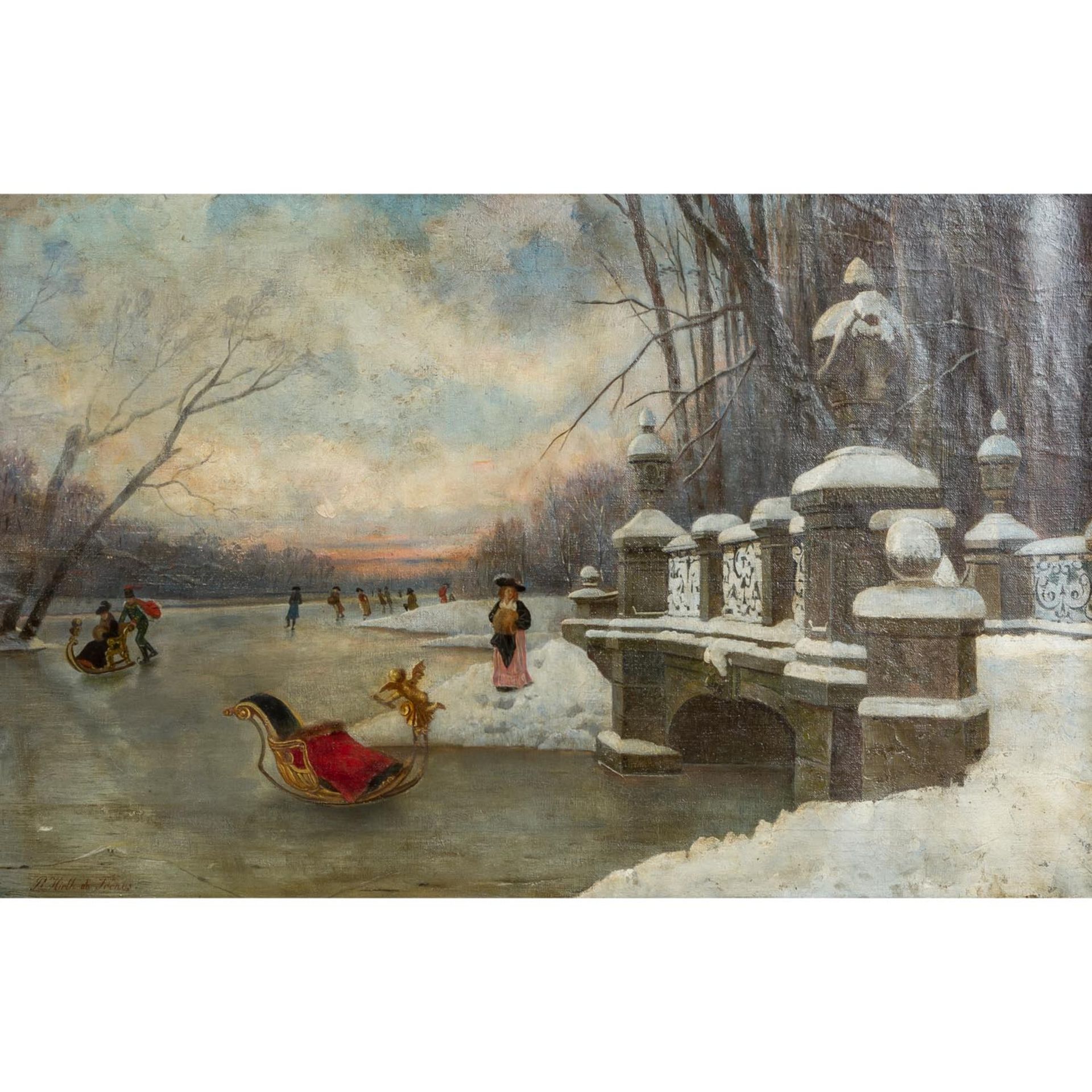 HIRTH DU FRENES, RUDOLF (1846-1916), "Im verschneiten Park zu Schloss Nymphenburg",mit