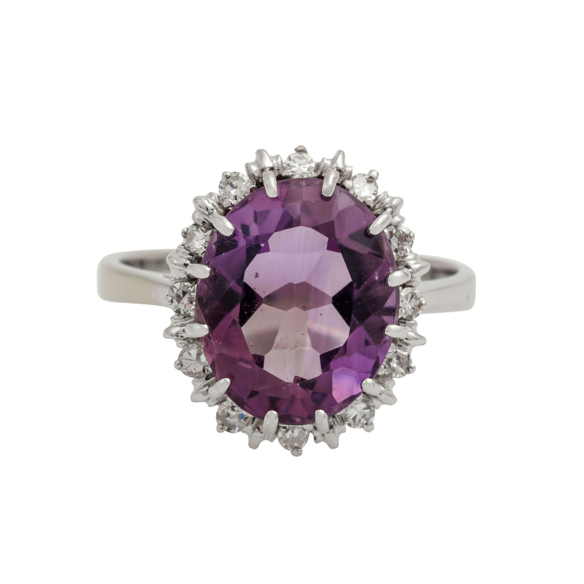 Ring mit Amethyst und 12 Achtkantdiamantenzus. ca. 0,30 ct ,gute bis mittlere Farbe u - Image 2 of 4