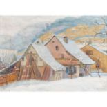 HAAS, GUSTAV (1889-1953) "Verschneite Hütte"Öl auf Leinwand, sig., HxB: 40/55 cm, Ra