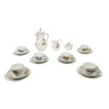 MEISSEN Kaffeeservice f. 6 Personen 'Bunte Blume', 1. und 2. Wahl, 20. Jhd.6 Kaffeetas