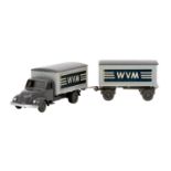 WIKING Magirus WVM, alter Koffer-LKW mit Anhänger 1961-62,LKW und Anhänger mit basal