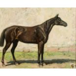 FIKENTSCHER, OTTO (1862-1945) "Schwarzes Pferd"Öl auf Leinwand, sig. "O.F", HxB: 40/5