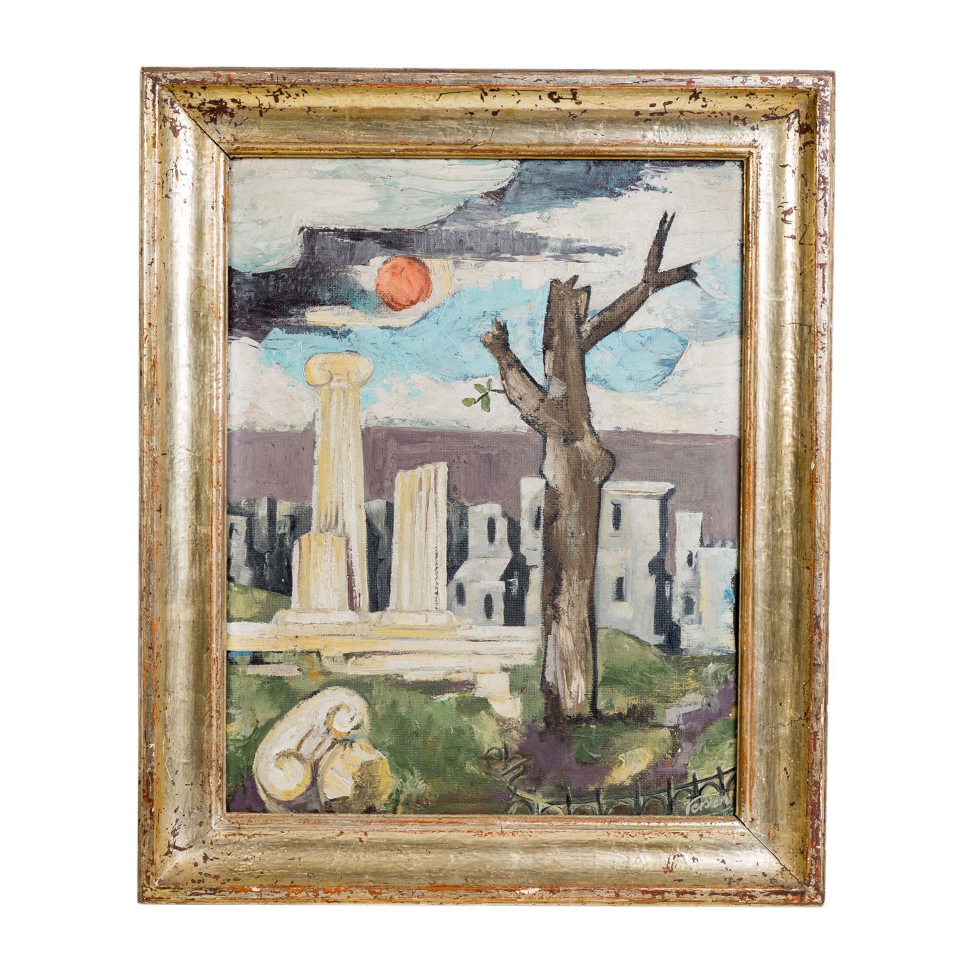 HECKER VERSIEN, GEORG (Maler des 20. Jh.), "Landschaft mit Tempelruinen am Rande der Stadt", - Bild 2 aus 4
