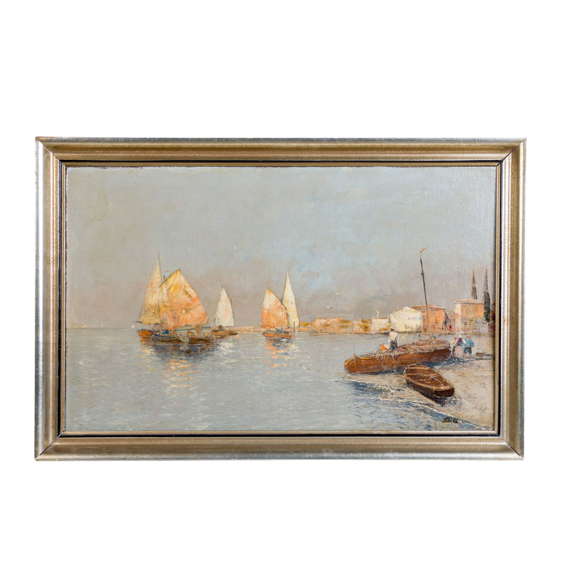 DILL, Ludwig, ATTRIBUIERT (1848-1940), "Segler vor Chioggia bei Venedig",seitlich am S - Bild 2 aus 4