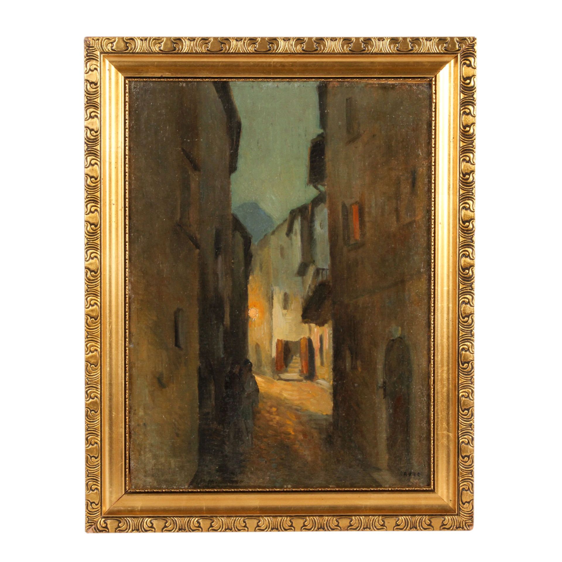 FAURE, AMANDUS (Hamburg 1874-1931 Stuttgart), „Gasse in Lugano bei Nacht“,eine sch - Image 2 of 7