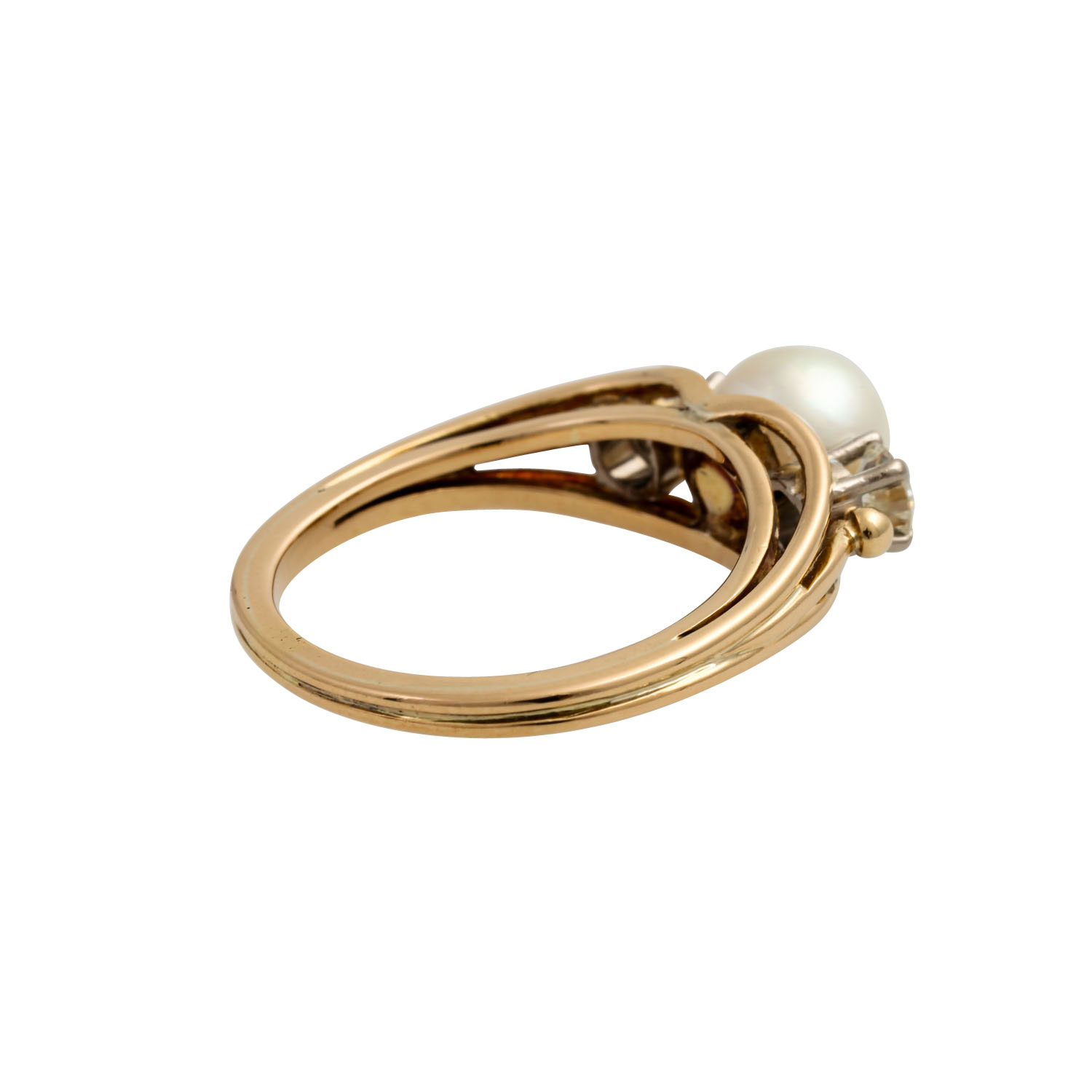 Ring mit Perle und Brillanten zus. ca. 0,30 ct,ca. WEISS (H)/VVS-VS, Akoya Zuchtperle - Image 3 of 4