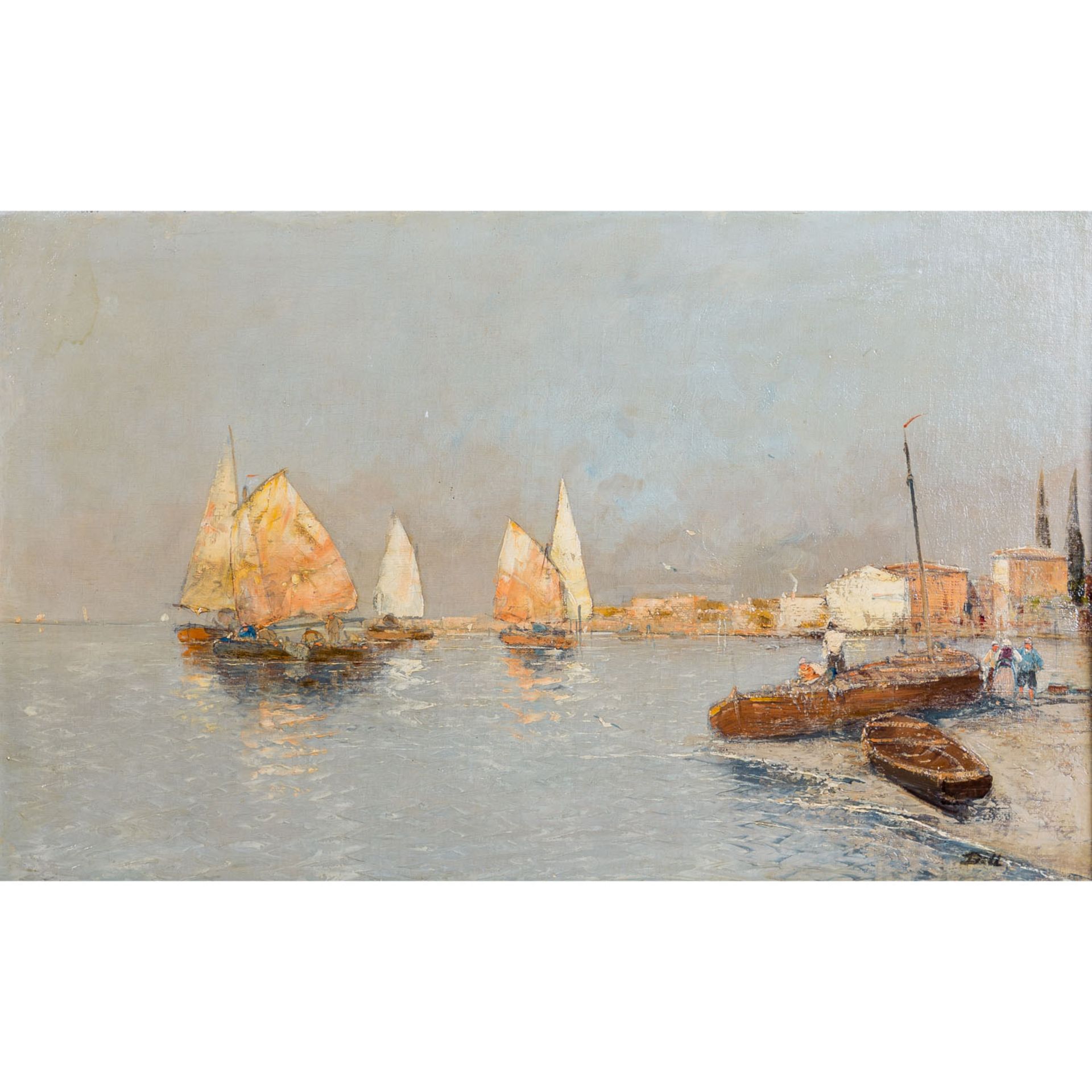 DILL, Ludwig, ATTRIBUIERT (1848-1940), "Segler vor Chioggia bei Venedig",seitlich am S