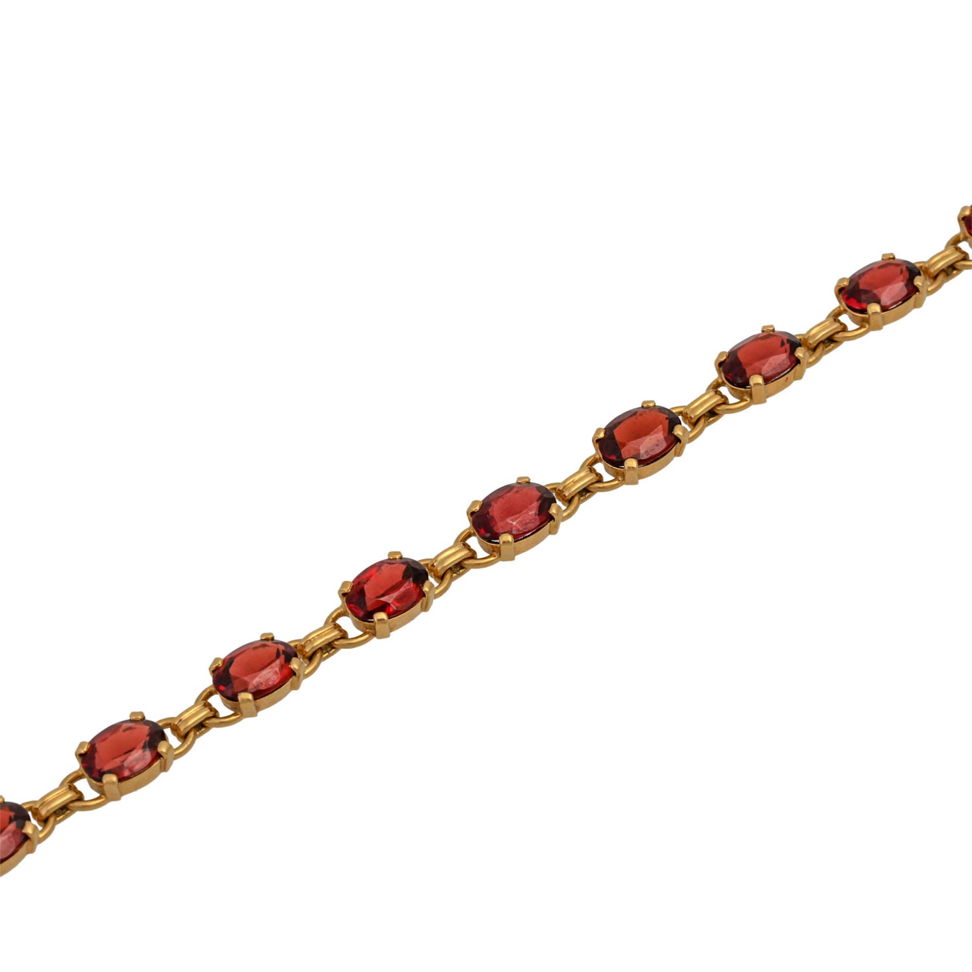 Armband mit 14 facettierten Granaten,feine Almandine, GG 18K, 16,7 gr, L: ca. 21 cm, 2 - Image 4 of 5