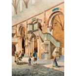 REINHARDT, R., wohl Robert (1843-1914), "Mon Reale in Palermo",Pilger in Kircheninteri