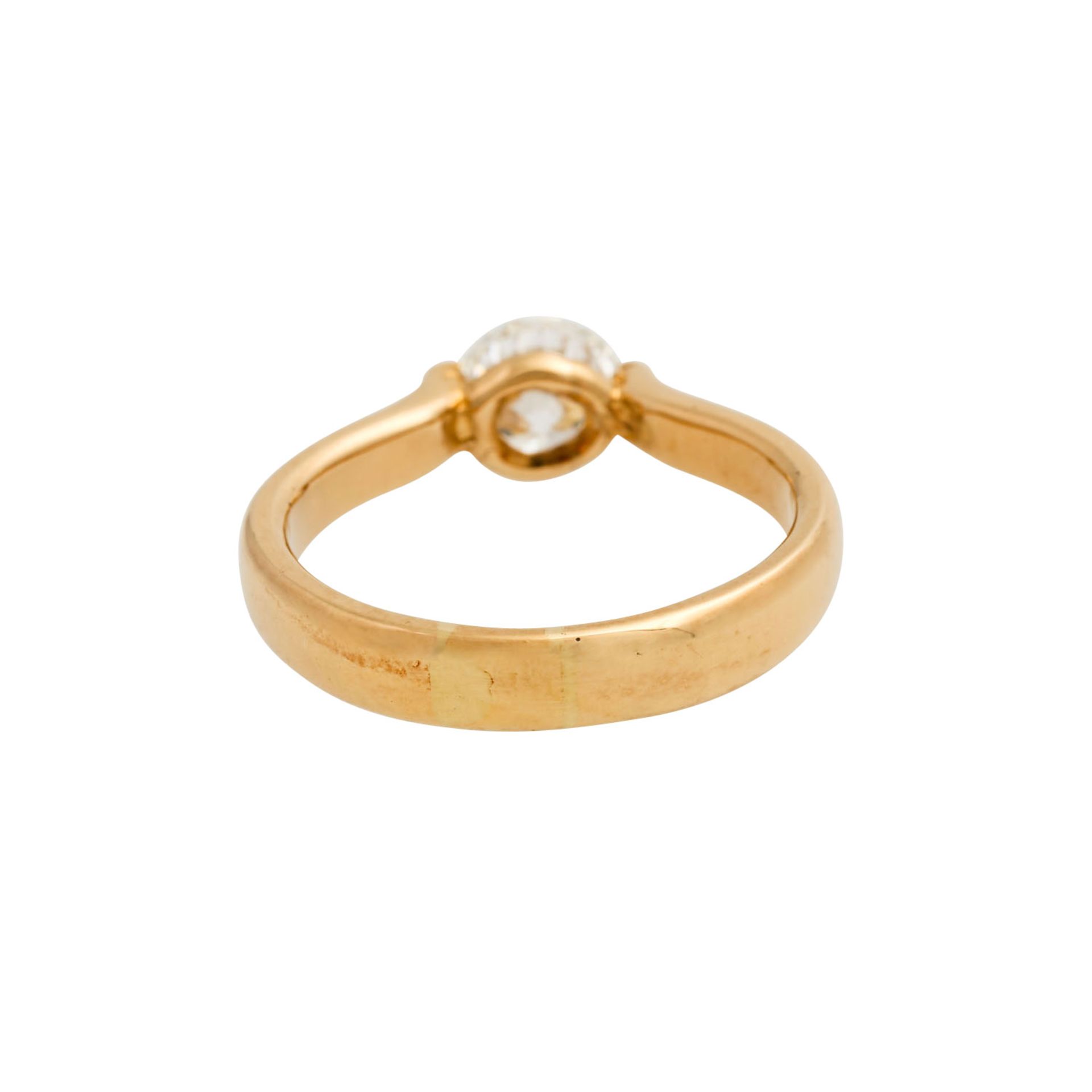 Ring mit Brillant ca. 1 ct,ca. GW (K)/VS, keine Fluoreszenz, GG 18K, 5,6 gr, RW: 56, 2 - Image 4 of 6