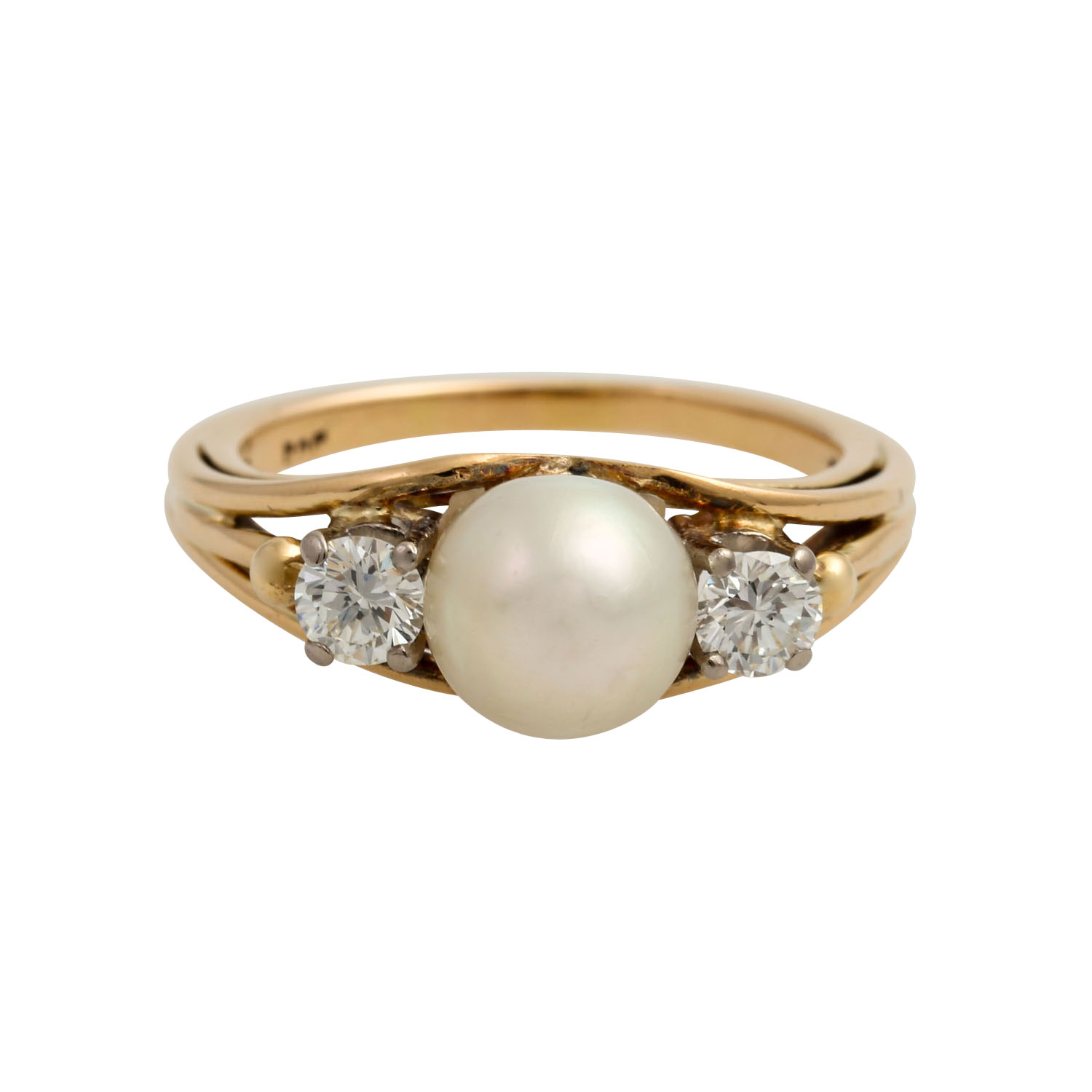 Ring mit Perle und Brillanten zus. ca. 0,30 ct,ca. WEISS (H)/VVS-VS, Akoya Zuchtperle - Image 2 of 4