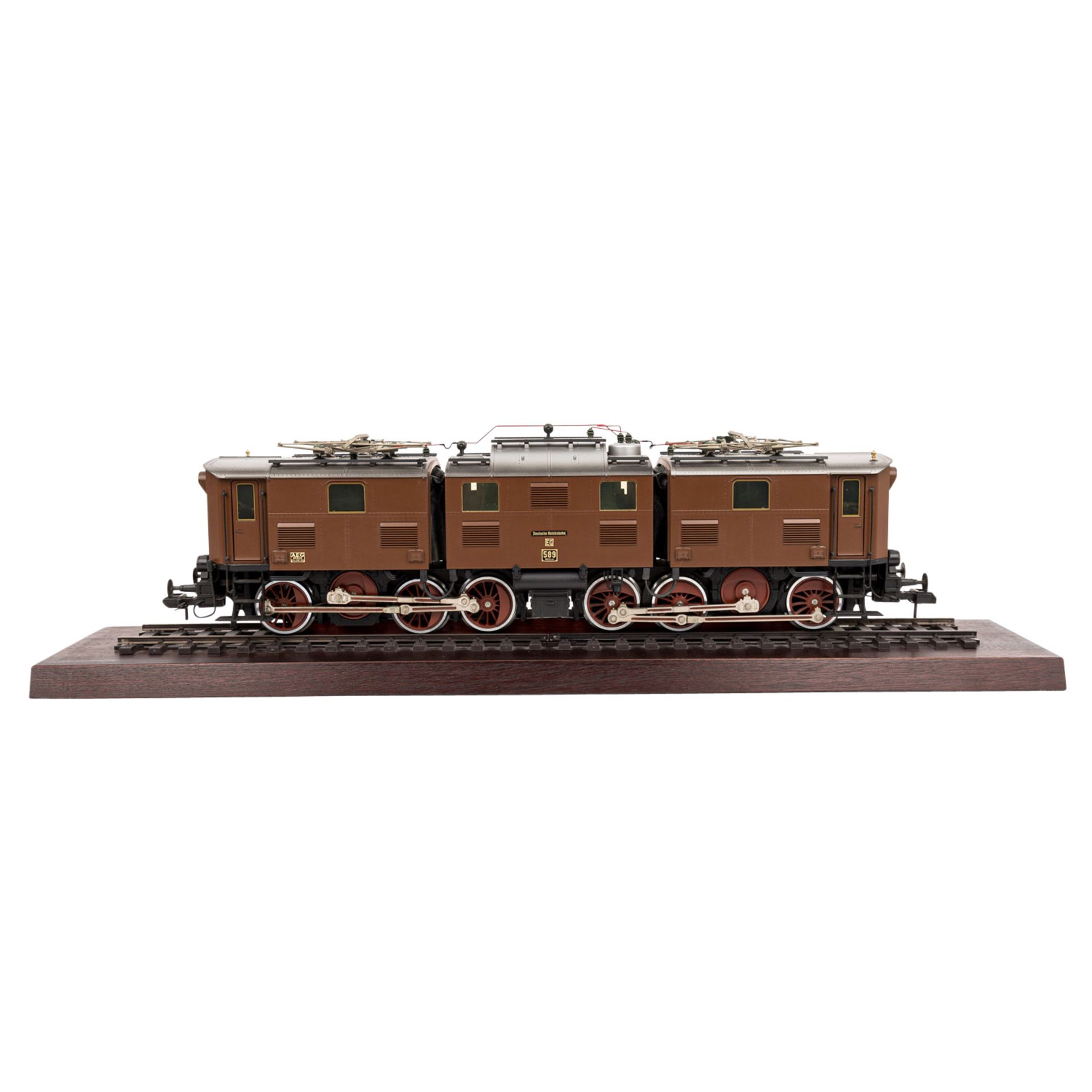 MÄRKLIN E-Lok 5516 der DRG, Spur 1,braunfarbene Gelenklok "EG 589" auf Präsentations