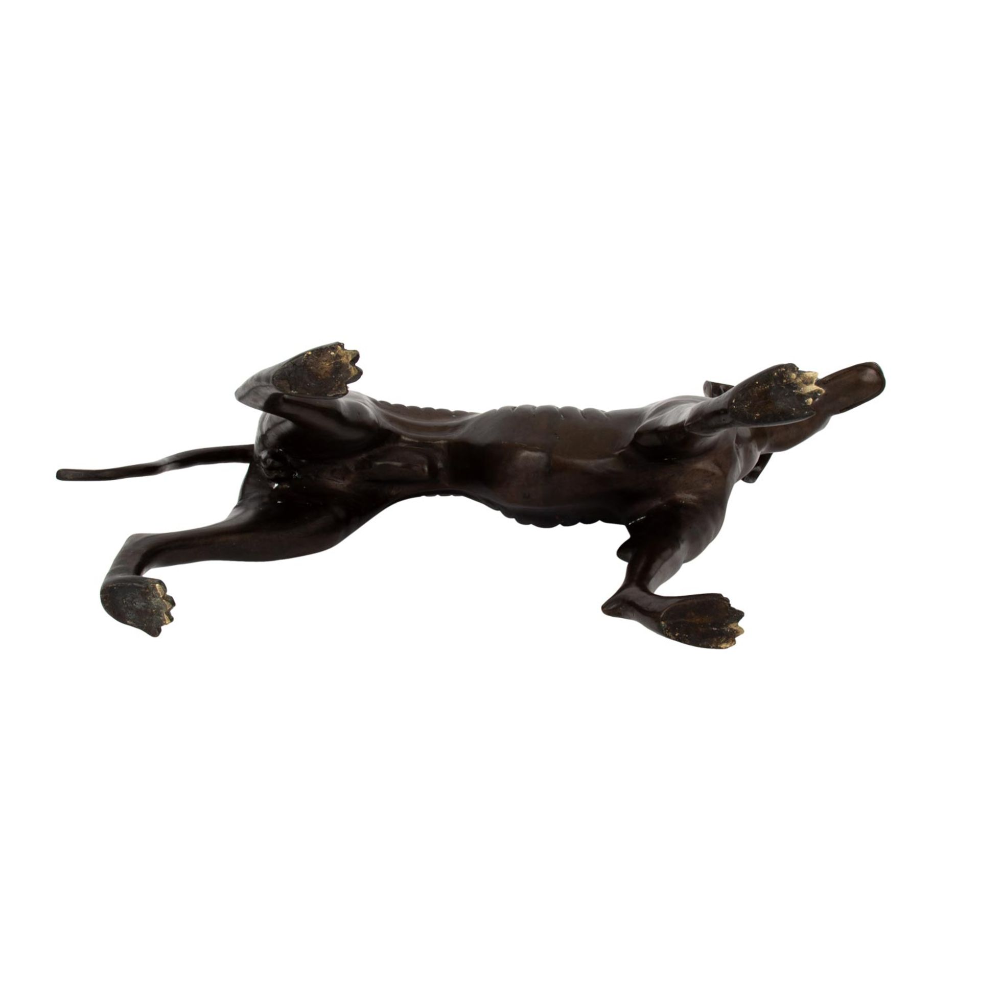 WINDHUND20.Jh., Messing bronziert, vollplastische Figur eines Windhundes in stehender - Image 6 of 6