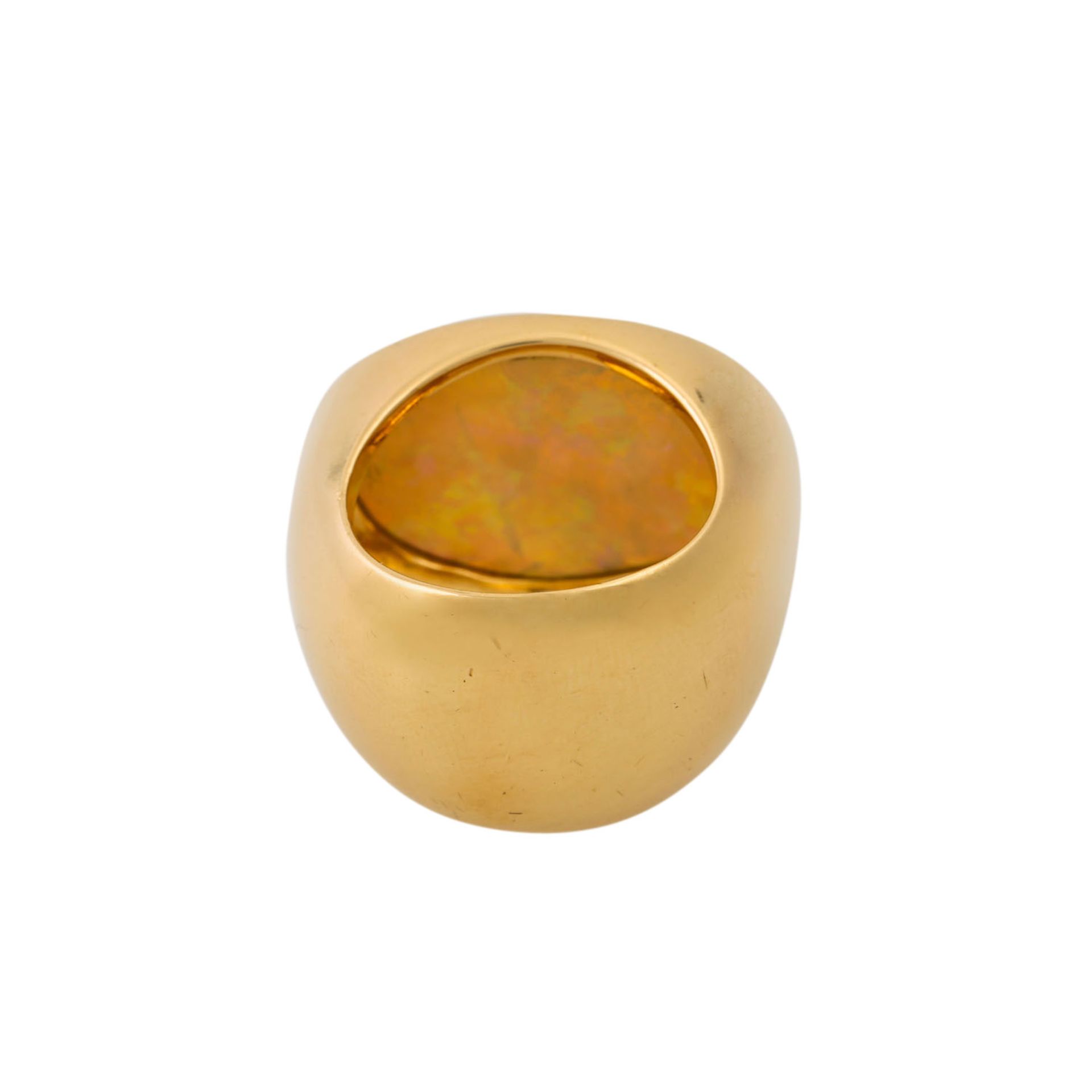 Ring mit ovalem Opal mit lebhaftem Farbspiel in gelb-orange-grün-blau, ca. 13x15,5 mm - Image 4 of 6