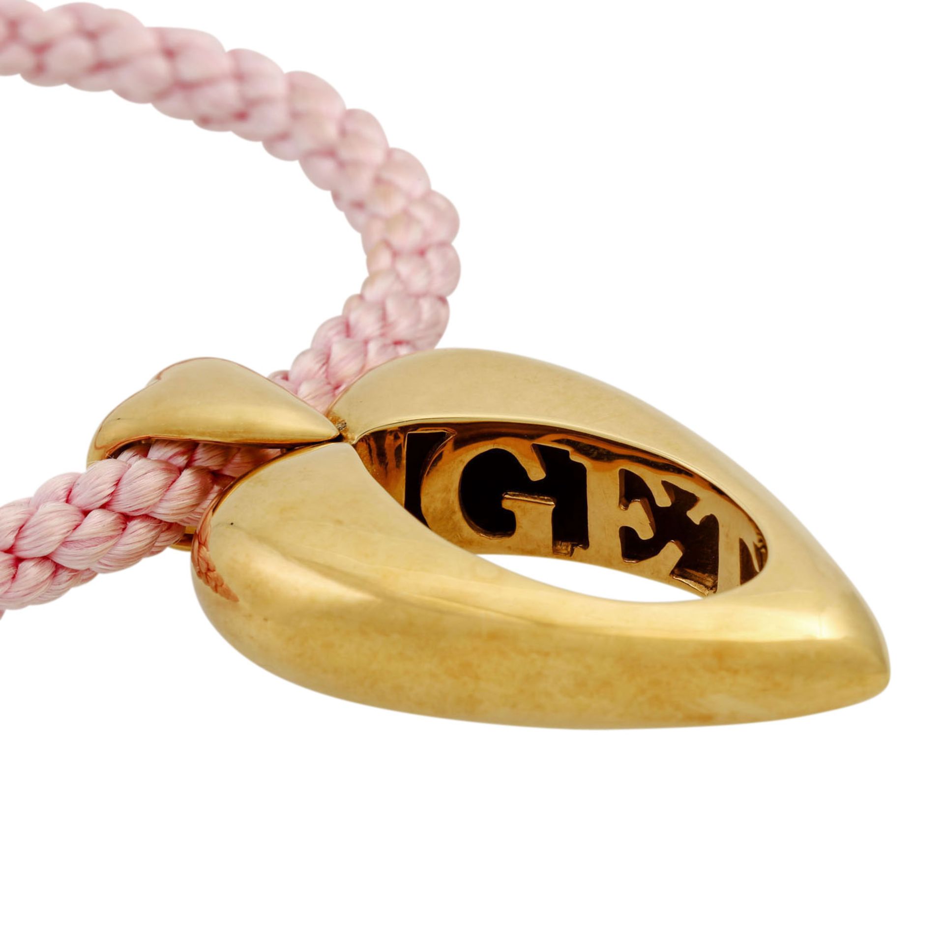 PIAGET Herzanhänger an Textilband, GG 18K, Anhänger ca. 5 cm, Band L: ca. 79 cm, End - Bild 5 aus 7